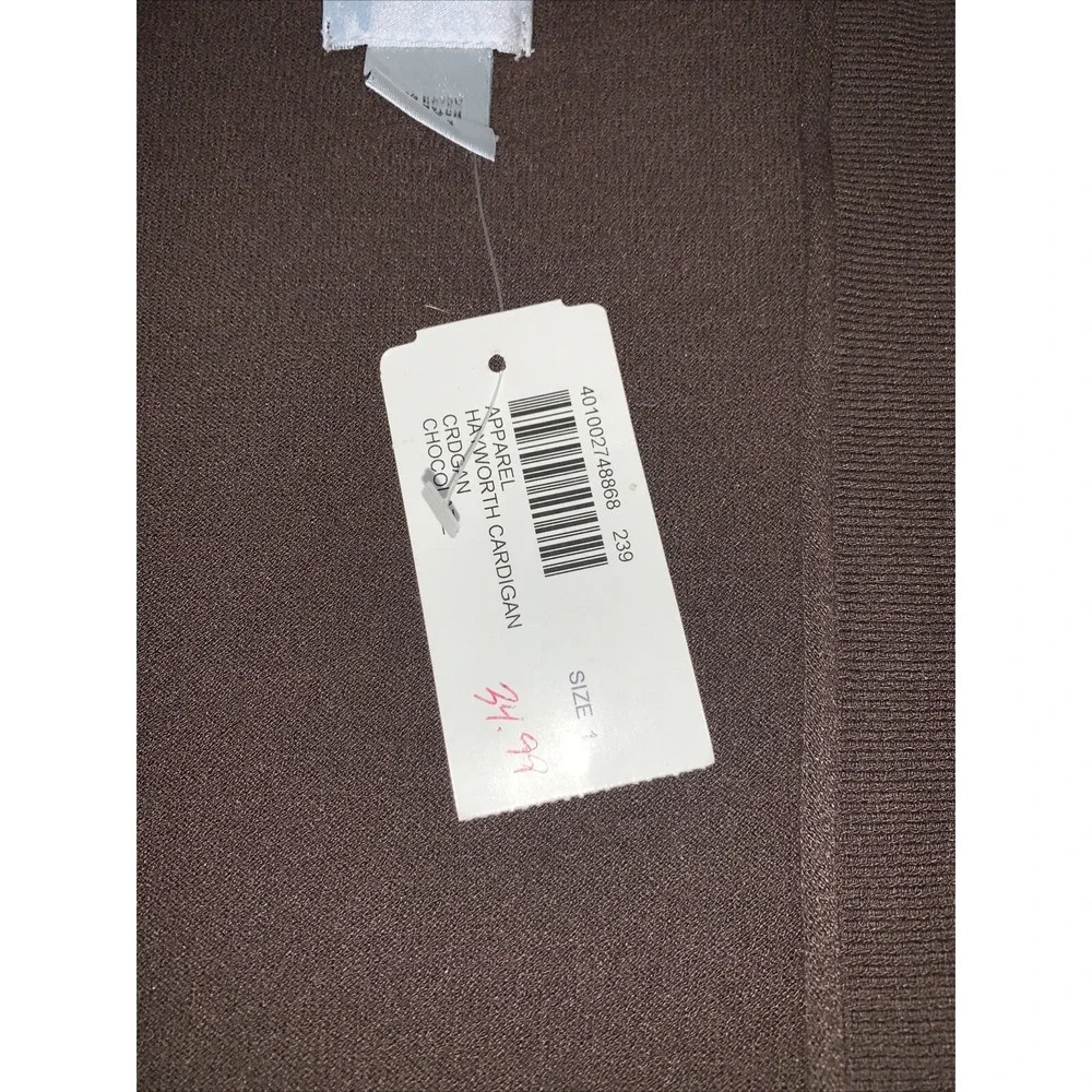 Chico's‎ women's size 1 brown short sleeve open sweater Hayworth cardigan NWT